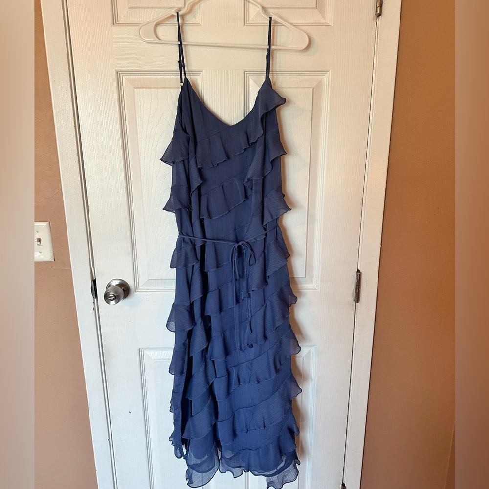 Lulu's Navy Blue Ruffled Maxi Dress